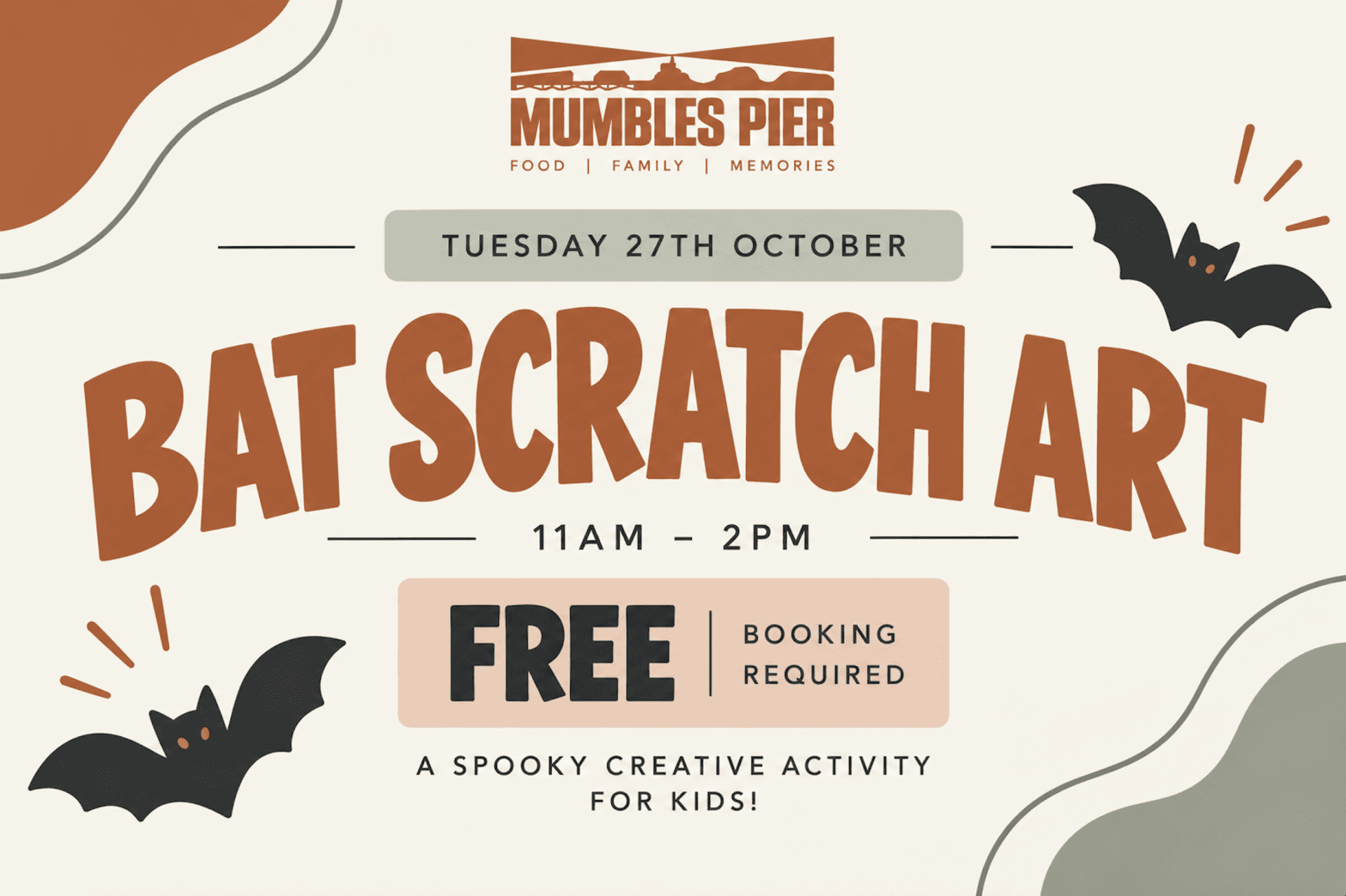 Halloween Bat Scratch Art at Mumbles Pier