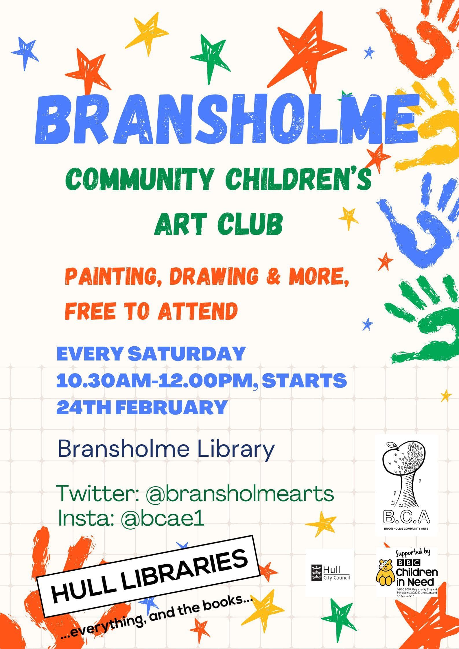 Bransholme Community Children's Art Club (Saturdays 10:15am)