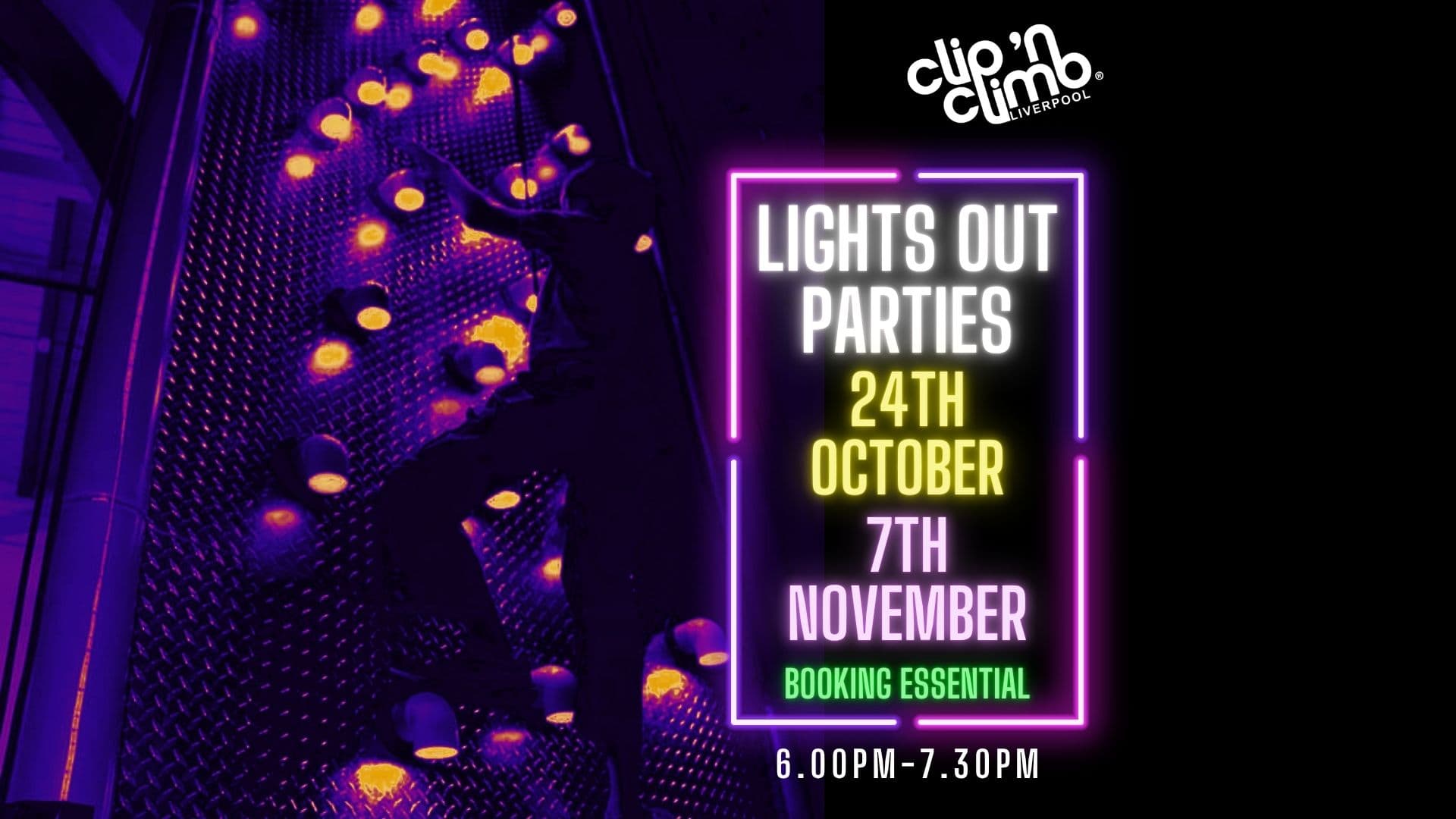 Clip 'n Climb Lights Out at Awesome Walls Liverpool