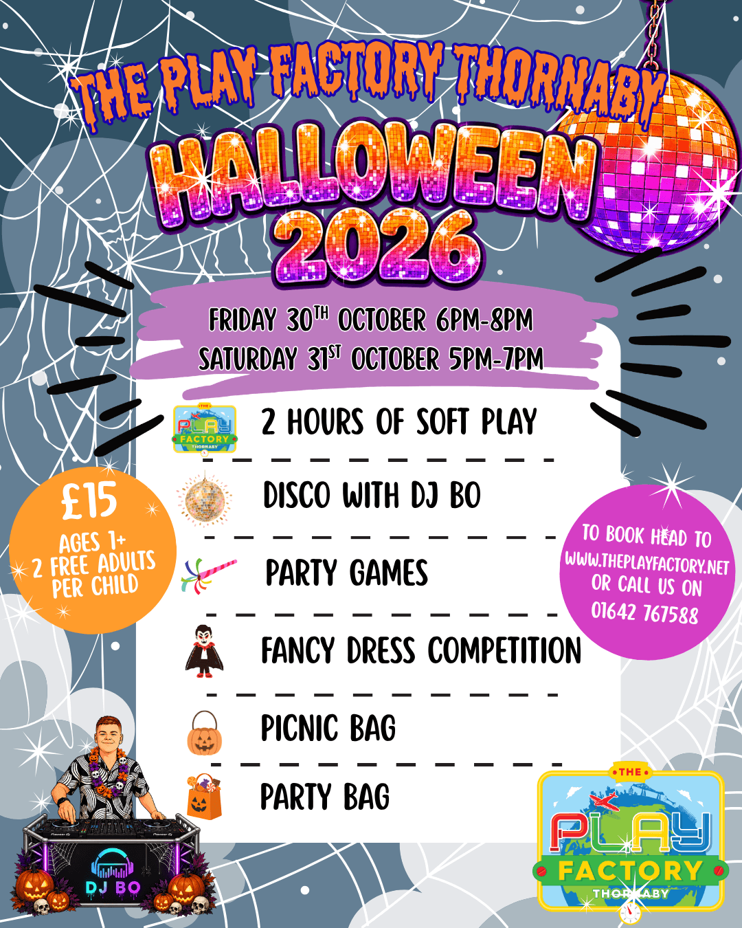 Halloween 2026 at The Play Factory Thornaby