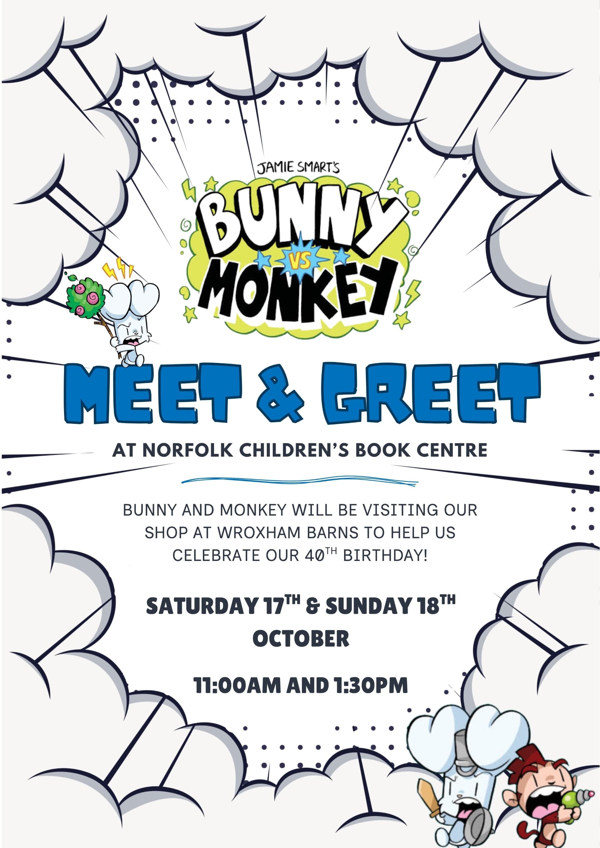 Meet Bunny VS Monkey at Norfolk Children's Book Centre