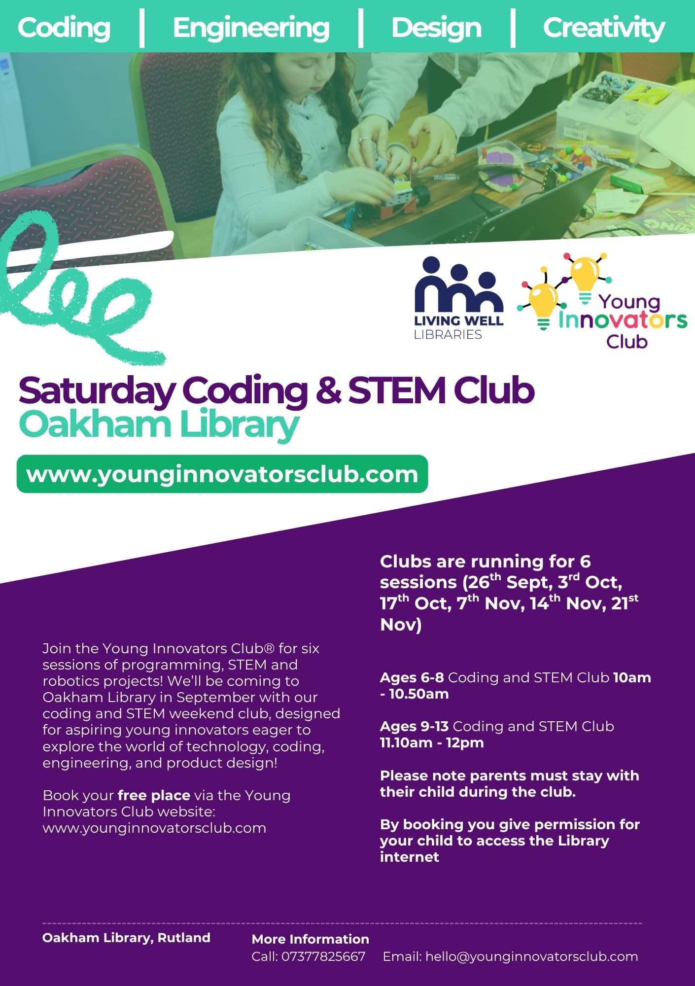 Age 6-8 Saturday Coding & STEM Club - Oakham Library