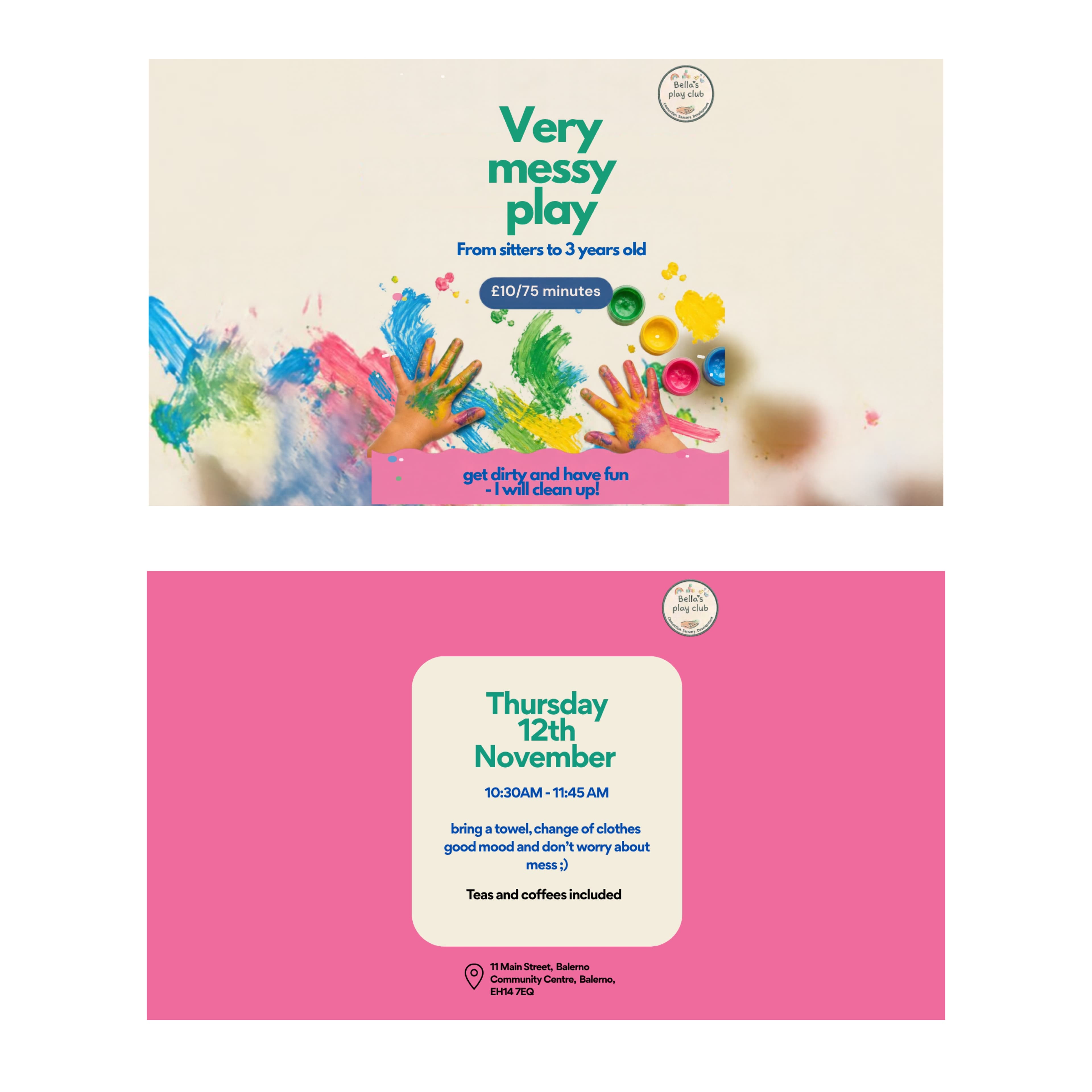 Bella’s play club- Very messy play